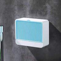 肥皂盒沥水卫生间壁挂学生宿舍香皂盒带盖免打孔创意双层肥皂盒架|白蓝单格