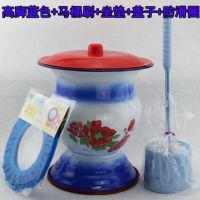 成人搪瓷尿壶老人尿桶防臭加厚带盖老式尿盆家用孕妇高脚痰盂罐女