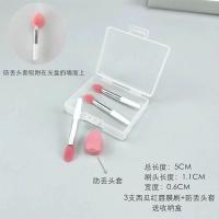 唇刷唇膜刷硅胶唇刷涂唇膜小刷子 口红唇膏涂抹棒女便携迷你小号|白色杆-西瓜红刷头 三支装[选混色均搭每个色各一支]