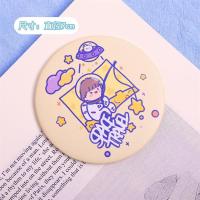 ins风镜子可爱卡通迷你便携式小圆镜高清学生化妆镜|黄色太空人