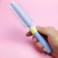 卷发梳内扣美发吹风造型滚梳学生可爱吹发圆筒卷梳直发梳子女家用|糖果色【蓝色】卷发梳