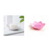 日式花瓣肥皂盒洗手间简约沥水香皂盒浴室洗脸置物盒莲花|*奶白色*+*少女粉色*