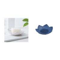 日式花瓣肥皂盒洗手间简约沥水香皂盒浴室洗脸置物盒莲花|*奶白色*+*北欧蓝色*