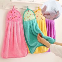 厨房挂式擦手巾吸水性强珊瑚绒卫生间擦手布洗碗不沾油|.-擦手巾1条+1个粘钩*--*