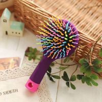 韩国 彩色气垫按摩梳 多功能带化妆镜子 便携卷发梳子|紫色