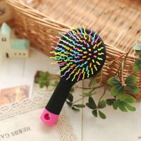 韩国 彩色气垫按摩梳 多功能带化妆镜子 便携卷发梳子|黑色