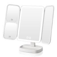 easehold化妆镜台式led灯贝壳镜子带灯便携网红美妆少女宿舍桌|ins极简白尊享版[三色光--.