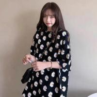 网红港风ins小雏菊短袖T恤女宽松韩版欧洲站少女感半袖mschf上衣