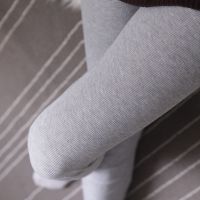 【品彩】外穿松紧腰大码竖条纹打底裤学生薄款棉高腰九分小脚螺纹铅笔长裤