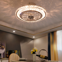 轻奢水晶风扇灯客厅现代简约餐厅饭厅灯负离子电风扇灯吸顶卧室灯