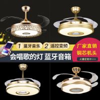 蓝牙音乐风扇灯现代简约隐形静音吊扇灯一体客厅餐厅吊灯卧室家用