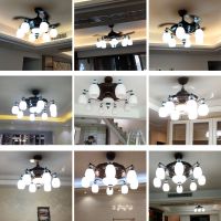 中式吊扇客厅灯隐形风扇一体灯家用餐厅简约卧室静音客厅电扇吊灯