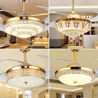 欧式水晶风扇吊灯led圆形吸顶灯客厅餐厅卧室灯具大气温馨