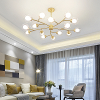 轻奢全铜客厅吊灯后现代分子餐厅灯北欧魔豆吊顶新款大气灯具