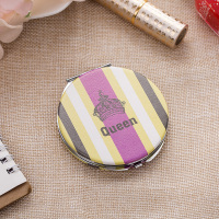 随身化妆镜便携式双面折叠小镜子迷你梳妆镜可爱公主镜生日礼物|圆形紫色条纹