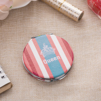 随身化妆镜便携式双面折叠小镜子迷你梳妆镜可爱公主镜生日礼物|圆形蓝色条纹