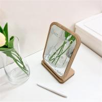 蘑菇 ins木质化妆镜送笔 学生宿舍便携台式镜子 折叠梳妆镜