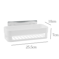 卫生间置物架免打孔浴室壁挂收纳洗浴化妆品洗发水三脚架挂墙|长方形优质款-白