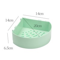 卫生间置物架免打孔浴室壁挂收纳洗浴化妆品洗发水三脚架挂墙|形优质款-绿[送同色长方形架]