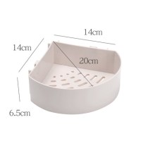 卫生间置物架免打孔浴室壁挂收纳洗浴化妆品洗发水三脚架挂墙|形优质款-米黄[送同色长方形架]