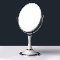 镜子台式高清大双面旋转放大化妆镜宿舍书桌面公主梳妆镜欧式|瓷白[椭圆形]