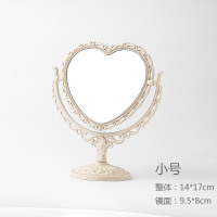 化妆镜台式镜子桌面梳妆镜家用卧室女大号美妆双面北欧欧式公主镜|欧式双面镜心型[小号]