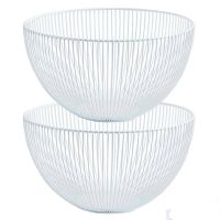 北欧铁艺水果篮 创意收纳沥水篮家用客厅茶几果盘镂空果盆|铁艺镂空水果篮：白色2个