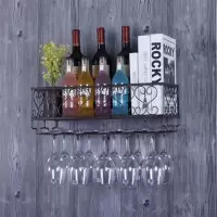 红酒杯架壁挂家用红酒架高脚杯架倒挂悬挂酒杯架欧式创意铁艺酒架|升级版长50宽20高17古铜色