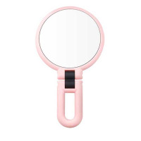 新款折叠双面化妆镜放大镜脸部挤黑头粉刺神器度旋转|粉色放大