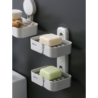 大号肥皂盒沥水洗衣北欧ins长方形家用创意个性可爱卫生间香皂架|【壁挂款】粘胶双层皂盒