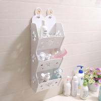 卫生间浴室壁挂墙面置物架洗手间厕所化妆品洗漱用品收纳架免打孔|蝶恋花大号(送免钉挂钩+免钉胶)