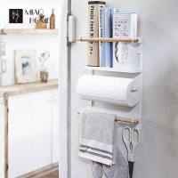 创意铁艺磁性收纳架冰箱侧壁餐巾挂架厨房免安装置物架