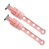 日式晾衣架旅行晒衣架宿舍阳台伸缩晾衣架室内窗框挂钩柜门置物架|粉色5孔衣架2个装