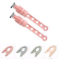 日式晾衣架旅行晒衣架宿舍阳台伸缩晾衣架室内窗框挂钩柜门置物架|粉色(2个装)+5个折叠衣架