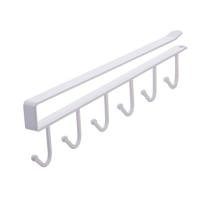 厨房无痕免打孔挂钩橱柜隔板收纳挂架衣橱围巾领带多功能铁艺挂钩|白色1个