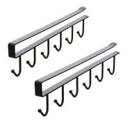 厨房无痕免打孔挂钩橱柜隔板收纳挂架衣橱围巾领带多功能铁艺挂钩|2个黑色装