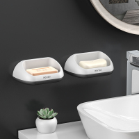 双层肥皂盒架子创意沥水卫生间免打孔洗衣肥皂盒吸盘壁挂式香皂盒|黑色[2个装]