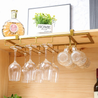 免钉欧式酒杯架悬挂红酒杯架倒挂高脚杯架家用挂杯架酒柜杯架摆件|免钉长50cm宽22.5cm金色