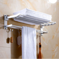 卫生间置物架浴室置物架折叠浴巾架毛巾架太空铝卫浴五金挂件|浴巾架70cm[打孔款]