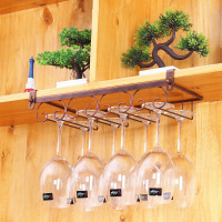 免钉红酒杯架倒挂家用高脚杯架欧式酒架创意葡萄酒杯架酒柜挂杯架|免钉4槽长45CM*宽20CM古铜色