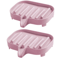 两个肥皂盒卫生间浴缸便携创意个性双格沥水香皂架子浴室旅行皂托|粉色两个装
