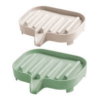 两个肥皂盒卫生间浴缸便携创意个性双格沥水香皂架子浴室旅行皂托|米色+绿色