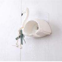 创意火烈鸟型香皂盒浴室沥水吸盘壁挂式肥皂盒多功能个性吸盘皂盒|【1个装】白色烈火鸟【牙刷架】