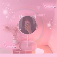ins风心复古怀旧欧式小可爱仙女台式公主美颜化妆镜子桌面|猫耳朵镜子(单面镜)