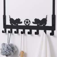 门后挂钩挂衣架墙上免打孔衣帽钩衣服挂架壁挂钥匙门上挂衣钩排钩|小狗8钩(黑色)[收藏优先发货]