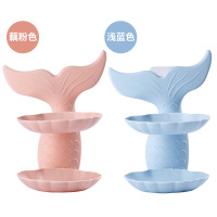 肥皂盒吸盘壁挂式创意沥水香皂盒家用卫生间免打孔浴室双层肥皂架|藕粉色+天空蓝[2个装]