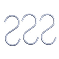 铝制s型挂钩多功能挂钩s钩子厨房浴室多用s形勾金属s钩挂架|铝本色三个装