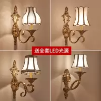欧式壁灯全铜灯卧室床头灯电视背景墙镜前灯现代客厅过道壁灯