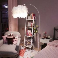 羽毛落地灯 卧室ins风网红北欧钓鱼灯公主客厅床头台灯羽毛灯