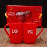 婚庆礼用品结婚香皂盒一对漱口塑料洗漱套装创意陪嫁红色肥皂盒子|LOVE洗漱杯+牙刷各1对(礼盒装)